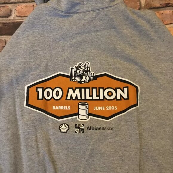 Vintage Shell Albian Sands 2005 Hoodie Sweater Men Size Small S Oil Sands Zip Up - Picture 7 of 7